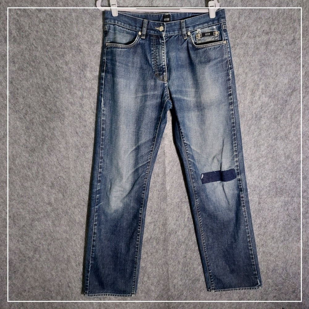 Hugo Boss Men Jeans 32x33 Blue Streetwear Distressed Straight Leg‎ Denim